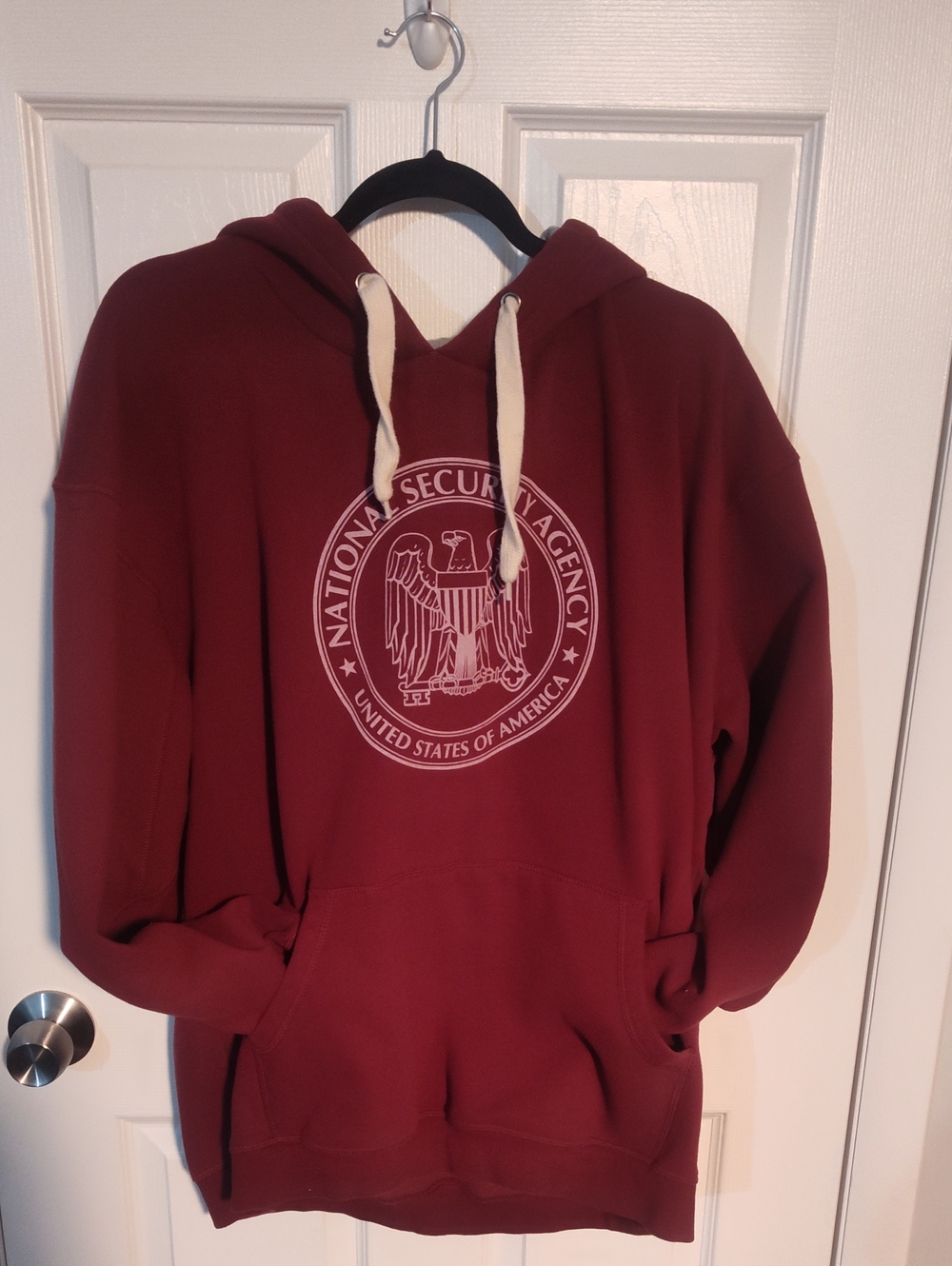 Oura Men's Burgundy V-Neck Hoodie with Cream Drawcords